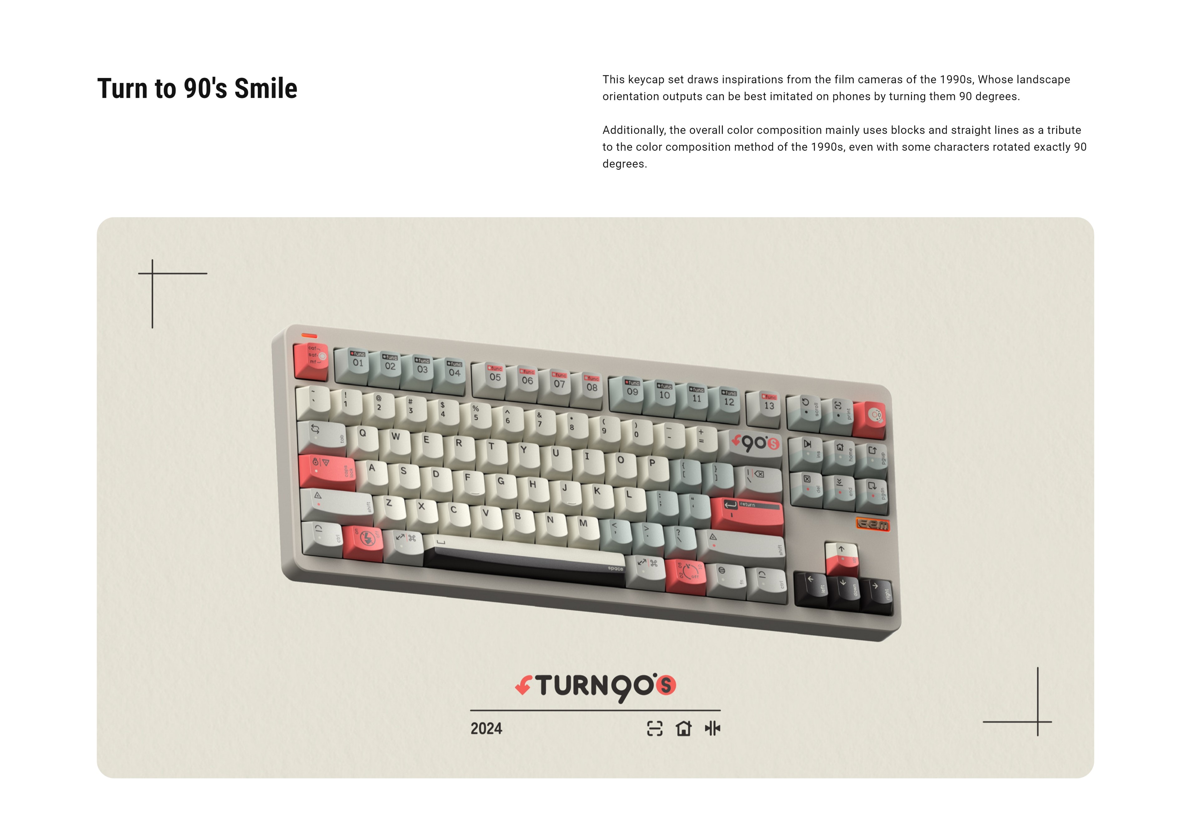 A large marketing image providing additional information about the product Keytok x NuPhy Turn to 90's Smile - Dye-Sub PBT Keycap Set with Resin Artisan Keycap (162pcs) - Additional alt info not provided